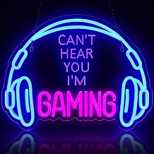 Gaming Neon Sign LED Headset Gamer Neon Light Headphone Lightup Game Signs | Large Bright Dimmable Colored USB Powered Gamer Zone Boy Room Wall Decor