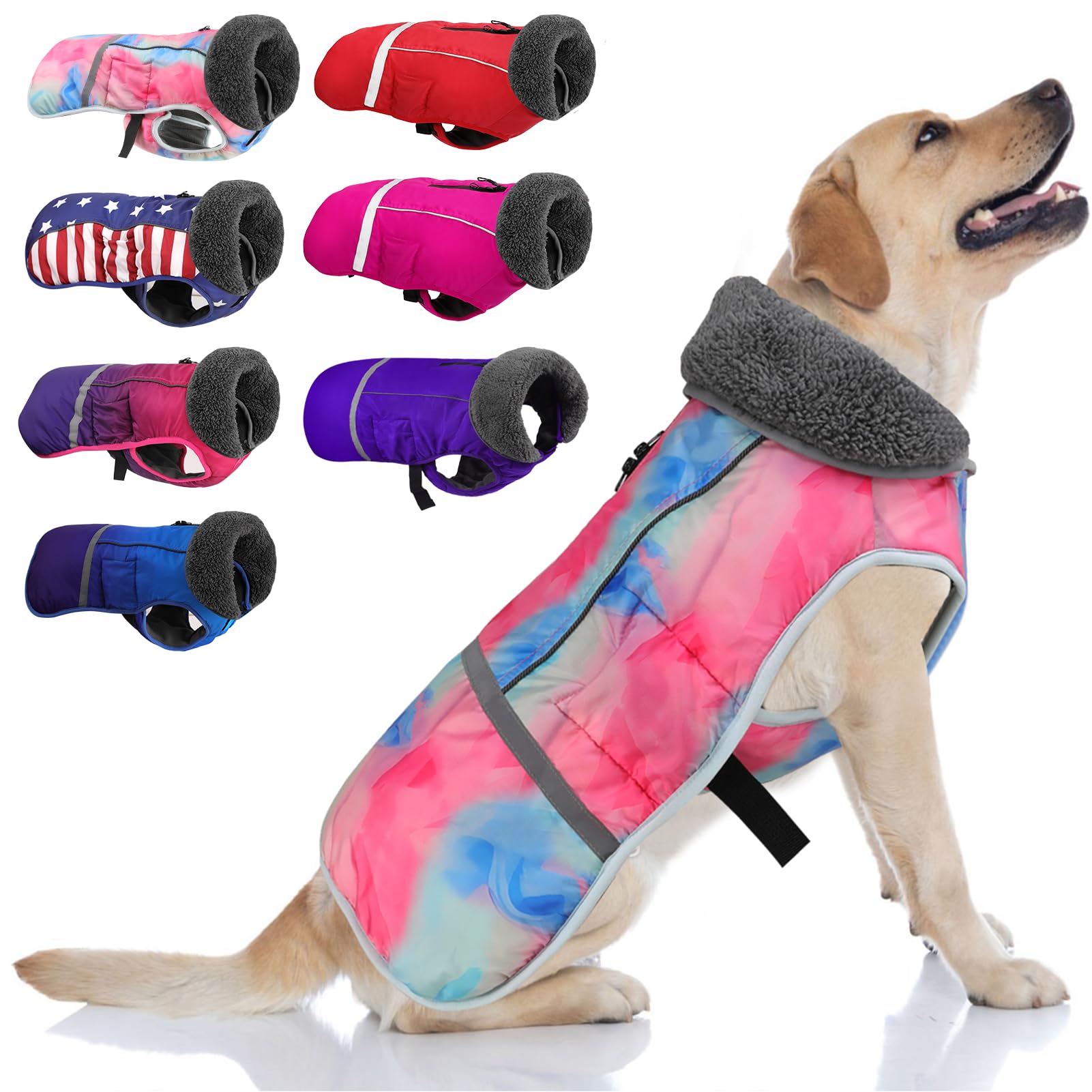 Manteau d'hiver pour chien temps froid Doglay avec doublure polaire et col fourrure
