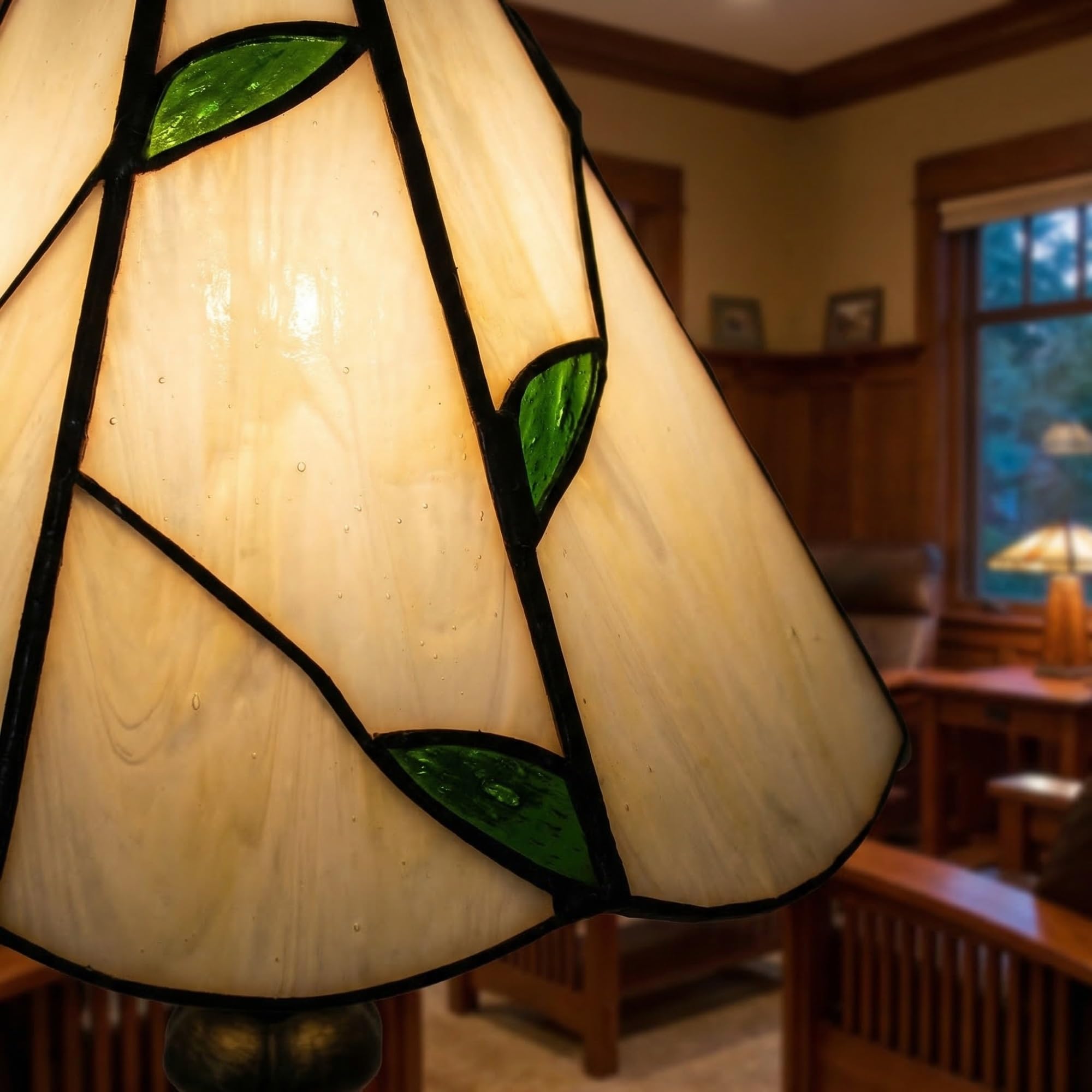Witrażowa lampy Stołowa Z Podstawą Z Brązu W Stylu Vintage – Ręcznie Wykonana lampy Biurkowa Artisan Do Salonu, Sypialni Lub Biura – Z Przełącznikiem Inline