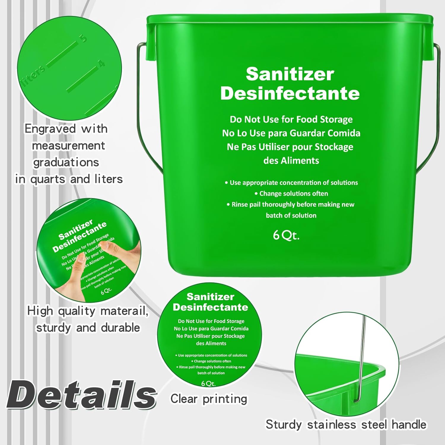 Mumufy 業務用クリーニングバケツ 12個 6クォート クリーニングペール キッチンサニタイザーバケツ ハンドル付き 家庭用衛生