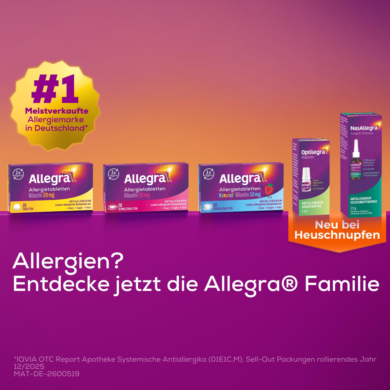 Allegra Allergie Tabletten | 2x100 Stk | Antiallergikum | Wirkstoff Bilastin | schnell und 24 Std wirksam bei Heuschnupfen, Tierhaarallergie, Hausstauballergie, Nesselsucht (Urtikaria)