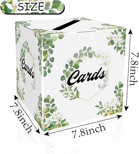 Miniatura 3 de HEIPINIUYE Caja de tarjetas de boda, caja de tarjetas de verde, caja de tarjeta de regalo, caja de tarjeta floral para boda, recepción, fiesta, baby