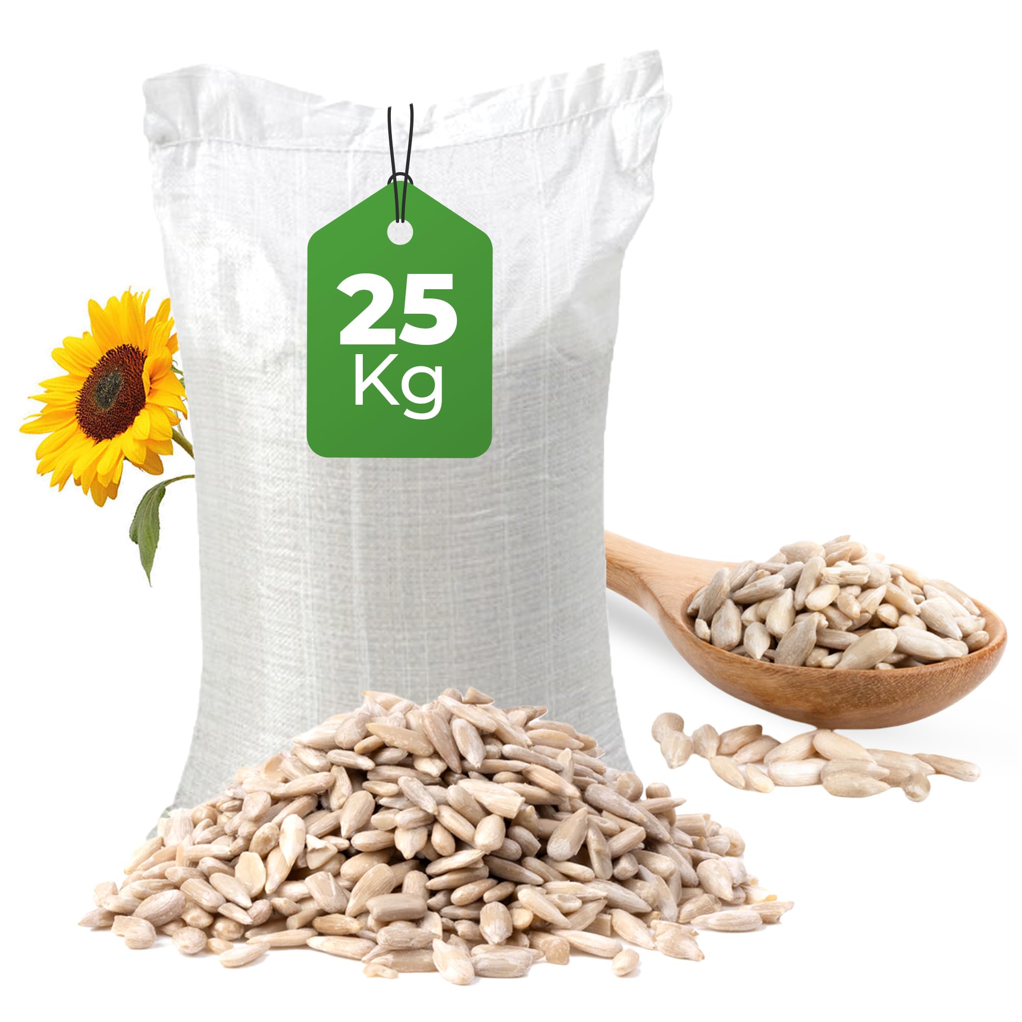 25KG SACK OF SUNFLOWER HEARTS - WILD BIRDS FOOD - High Energy Bird Seed, Bird Feed for Garden Birds (25 KG)