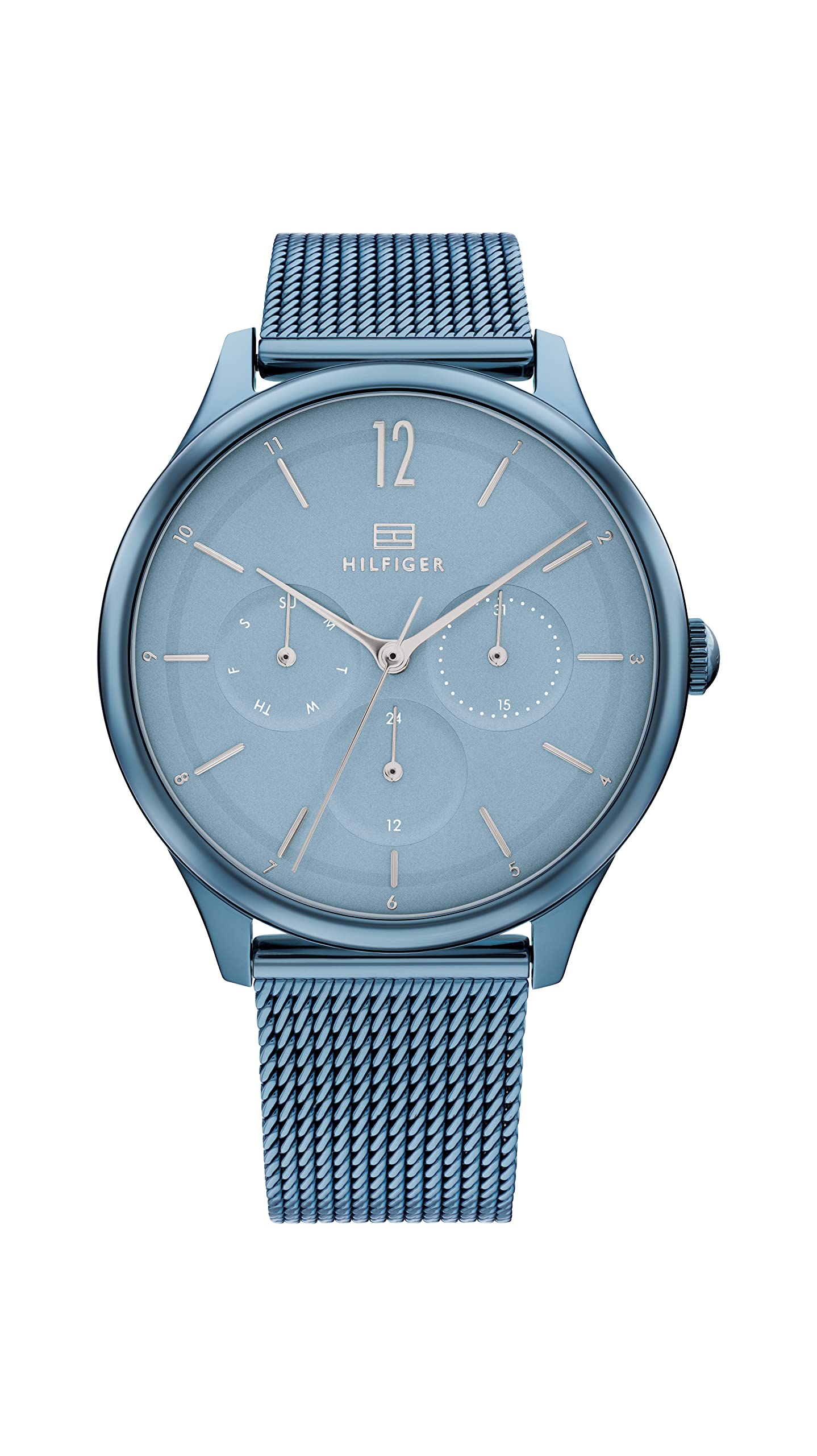 Tommy Hilfiger Reloj Analógico de Cuarzo multifunción para mujer con correa de malla de acero inoxidable Azul - 1782459