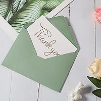 Vista 4 de 50 sobres A7 verde salvia para tarjetas de felicitación de 5.24 x 7.24 pulgadas para tarjetas de invitación de boda de 5 x 7, tarjetas