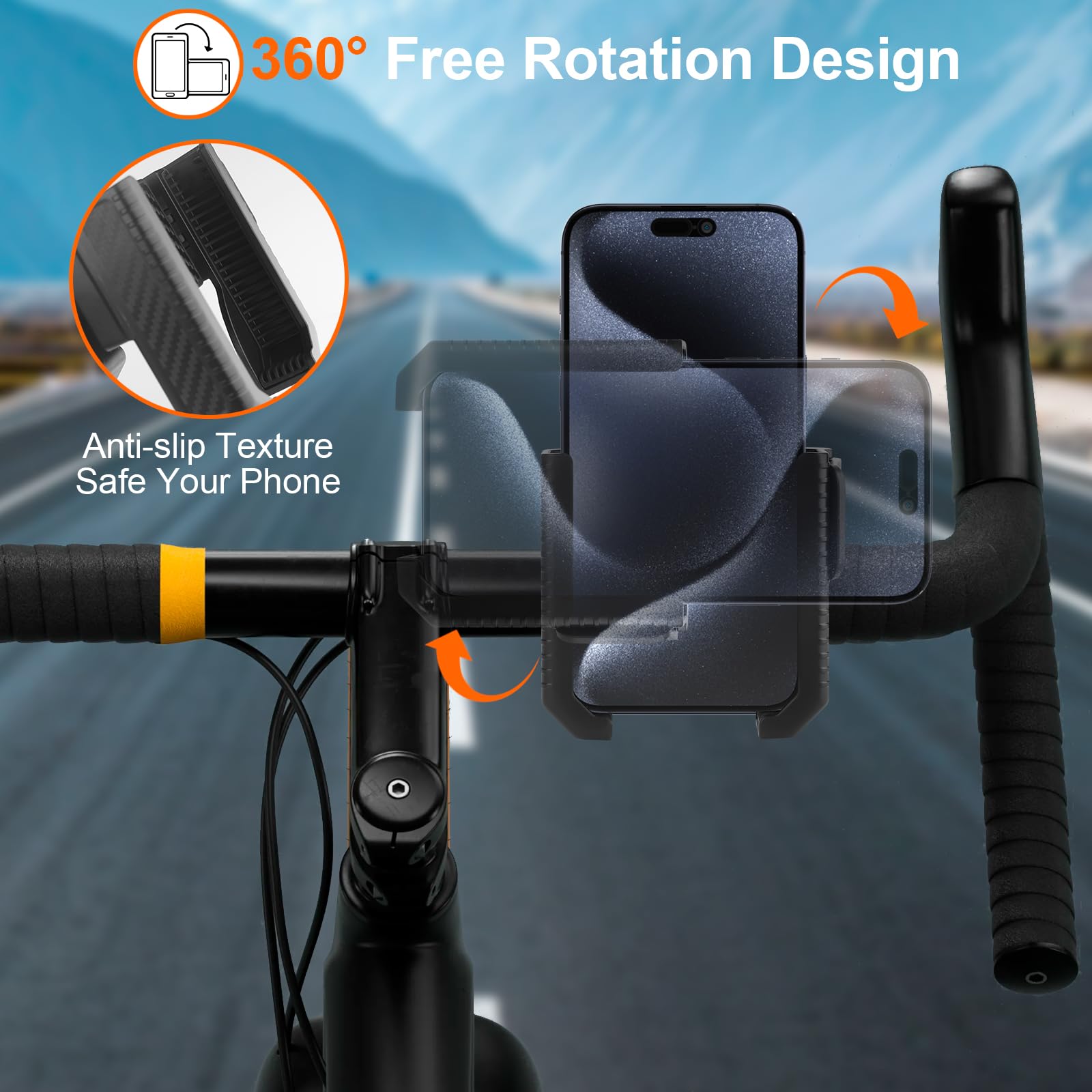 Uchwyt na telefon komórkowy na motocykl, uchwyt na telefon komórkowy na kierownicę roweru, uniwersalny uchwyt na telefon komórkowy obracany o 360°, uchwyt rowerowy na smartfon