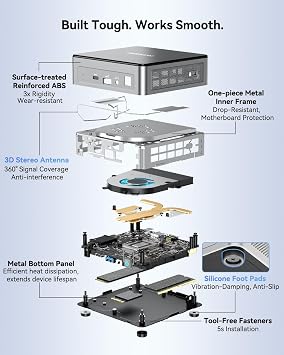 GEEKOM Mini PC A001, Energy Saving, Quiet Design, Equipped with All Metal Inner Frame, 8K 3 Screen Output Support, SD Card, Ideal for Home Work/Office/Beginner/Corporate Desks Black, N7505, 16GB RAM