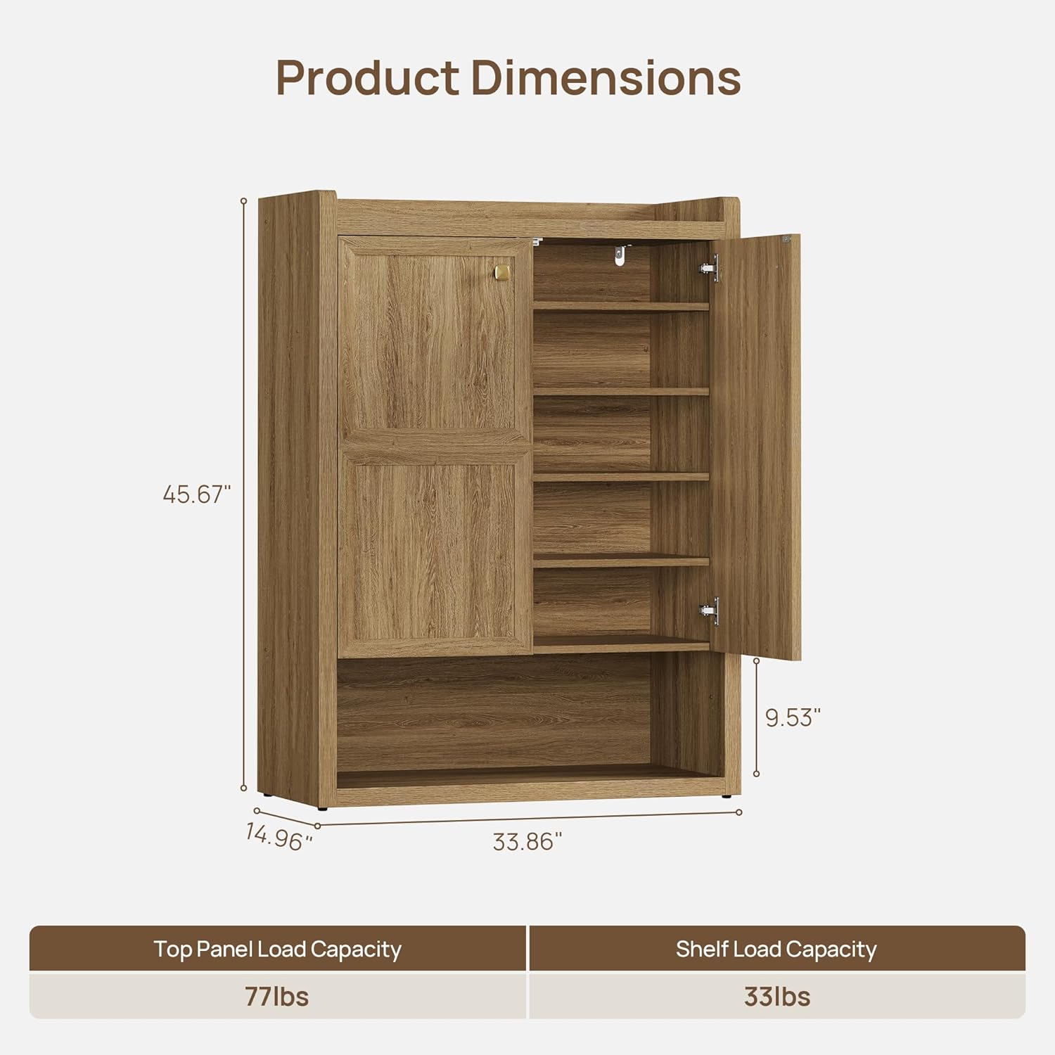 SICOTAS Shoe Cabinet Storage for Entryway - 24-Pair Shoe Cabinets with Doors and Adjustable Shelves, Modern 33.9" Wide 7-Tier Shoes Storage Cabinet for Hallway Mudroom Closet Living Room, Brown Oak