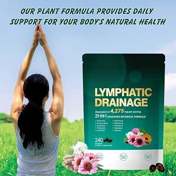 Lymphatic Support Supplement, 240 Capsules Lymphatic Drainage Softgels, L-Ymphatic Drainage & System Support Supplement, Non-GMO, for Men and Women