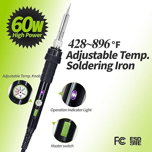 Miniatura 5 de YIHUA Paquete de kit de soldador manual 947-III con soporte para soldador X-4 Premium (opción de respaldo)(15 artículos)