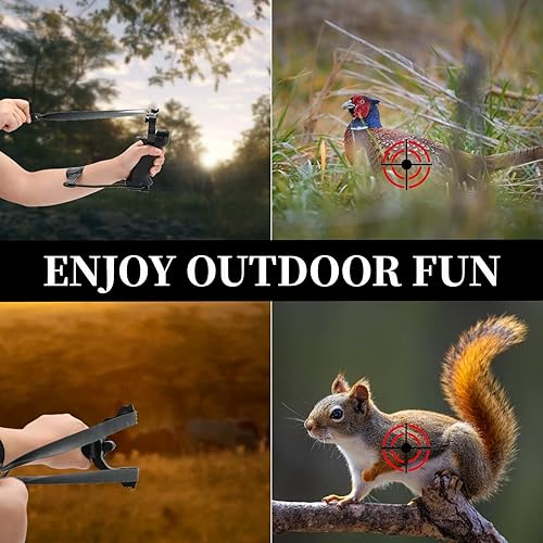 Miniatura 6 de Juego de tirachinas láser - Tirachinas de muñeca para adultos con 200 municiones y bandas extra, adecuado para caza, práctica de tiro y fanáticos de