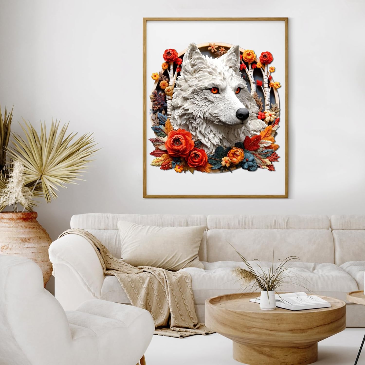 Wooden Puzzle for Adults, Mystic Wolf Wooden Jigsaw Puzzles, Flat 3D Effect, Unique Shaped Wood Cut Puzzles 200 Piece, Fun Challenging Wolf Puzzles for Adults Kids Family Game Wall Decor 11 * 11in