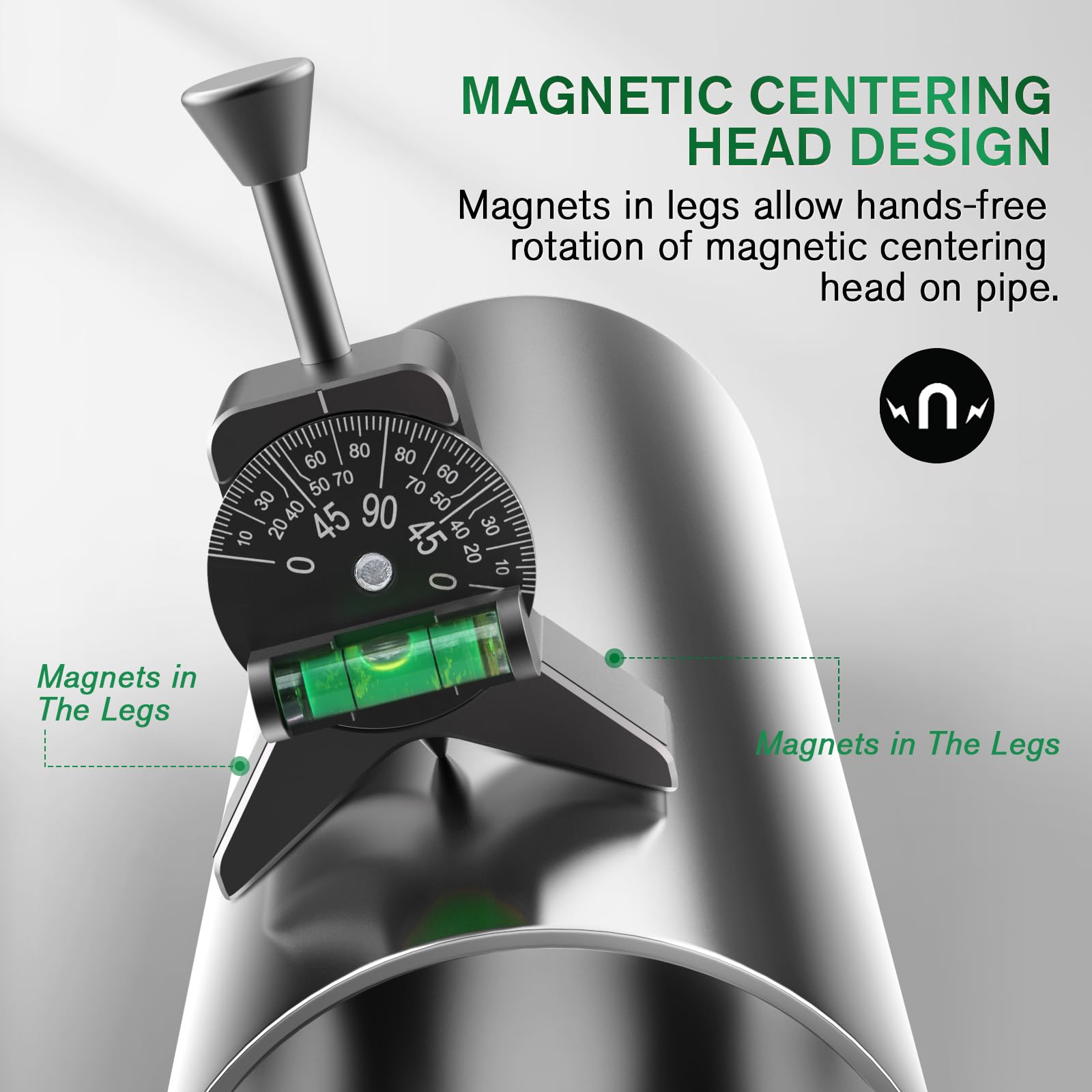 Anblak Pipe Center Finder, Pipefitter Tools w/Magnetic Centering Head, Pipe Fitting Tools Center Finder to Measure Pipe Diameter from 1-1/2" to 6" Diameter, 2.75" Y-Shape, Black — Amazon image 4