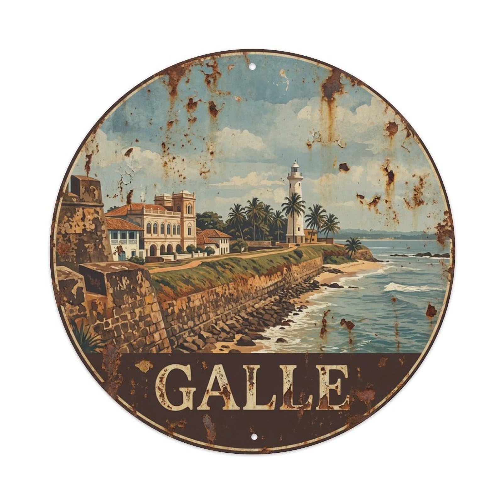 Travel Vintage Sri Lanka Galle Metal Tin Sign