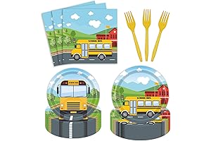 School Bus Plates Party Supplies Paper Plates Napkins Back to School Tableware
