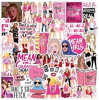 Mean Girls Stickers Mean Girl Sticker Pack 50 Pcs US Funny Movie Creative DIY Stickers Decorative for Laptop Luggage Computer Notebook Phone Home Wall Garden Window Snowboard