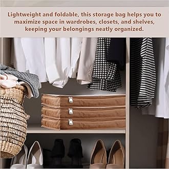 JD FRESH 6 Pcs Non-Woven Saree Covers For Storage/Saree Bags with Zip/Multi-Purpose Lehenga Storage Bag/Clothes Covers for Sarees/Dresses/Lehengas (16.5x13x3 Inch)