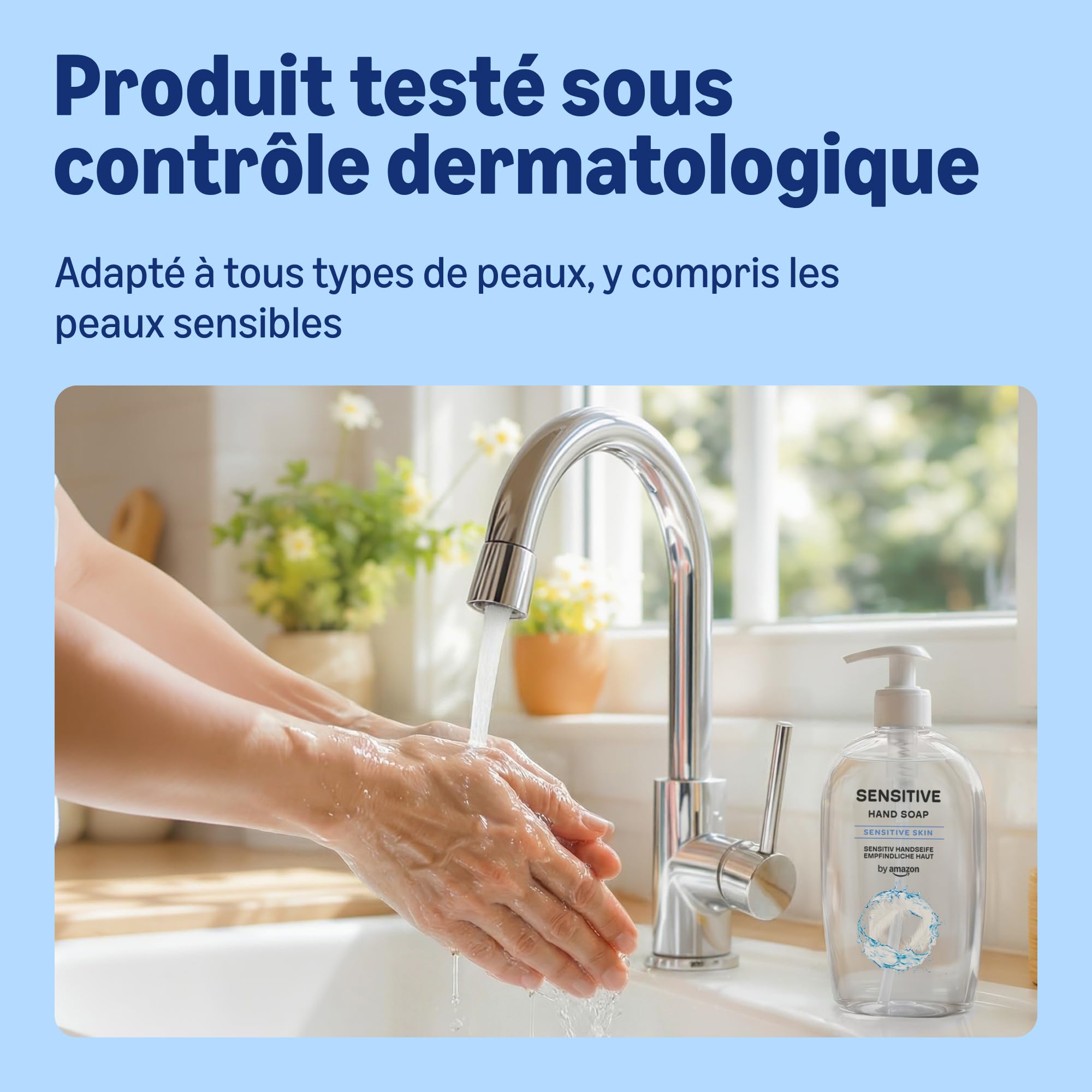 by Amazon Savon pour les mains Peaux sensibles, 4 x 500 ml
