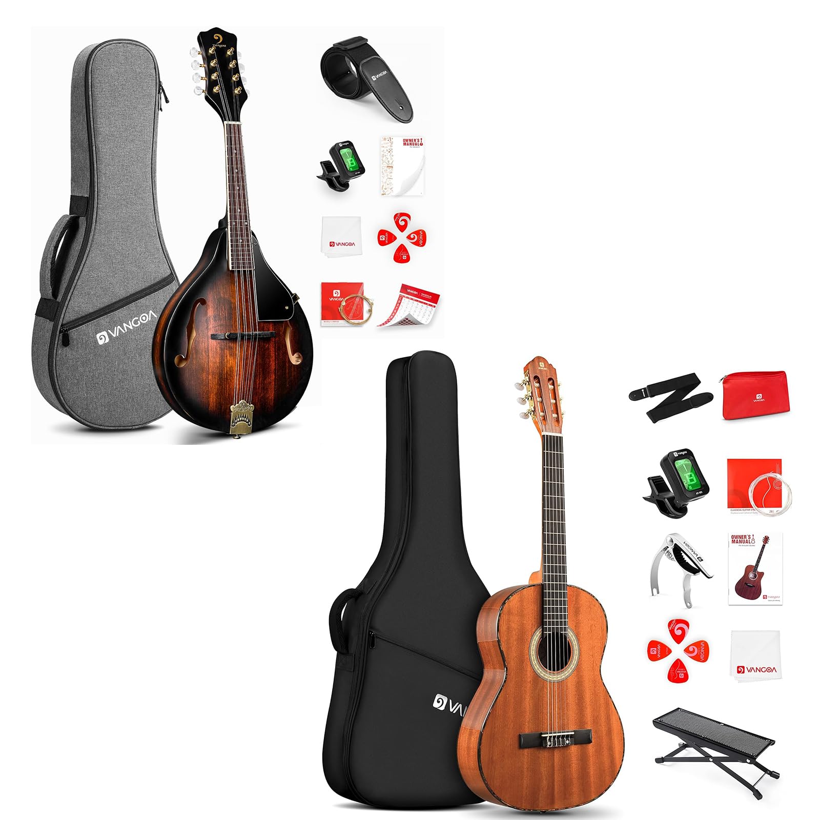 Vangoa Mandolin Instrument A Style with Classical Guitar 4/4