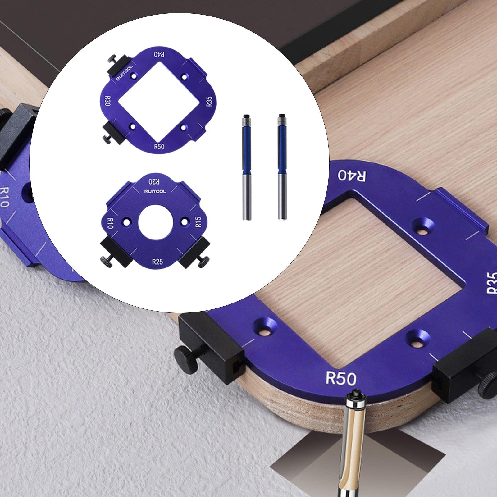 Promień narożnika do obróbki drewna Jig Router Szablon Pozycjonowanie kąta łuku