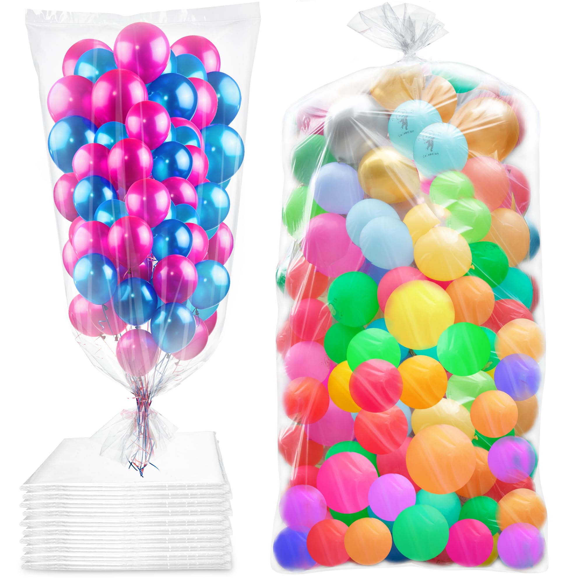 Photo 1 of 10Pcs 98.4 x 59 Inches Large Balloon Bags for Transport, Big Plastic Balloon Storage Bag,Clear Balloon Drop Bag, Giant Carrying Storage Bags for Wedding Birthday Party Supplies