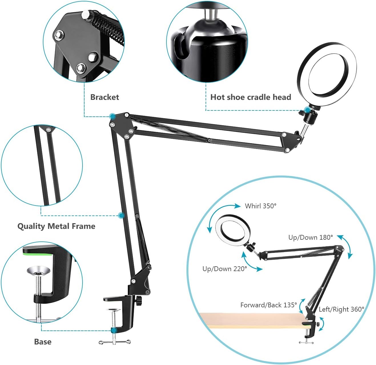 Blасk Frіdау - 80% оƒƒ Neewer Streaming Light Artist Light, Desk Ring Light with Swivel Clamp Arm: 6 Inches USB Ring Light (3 Light Modes/11 Brightness Level) for Study Reading Office Work Architect Drafting Makeup YouTube
