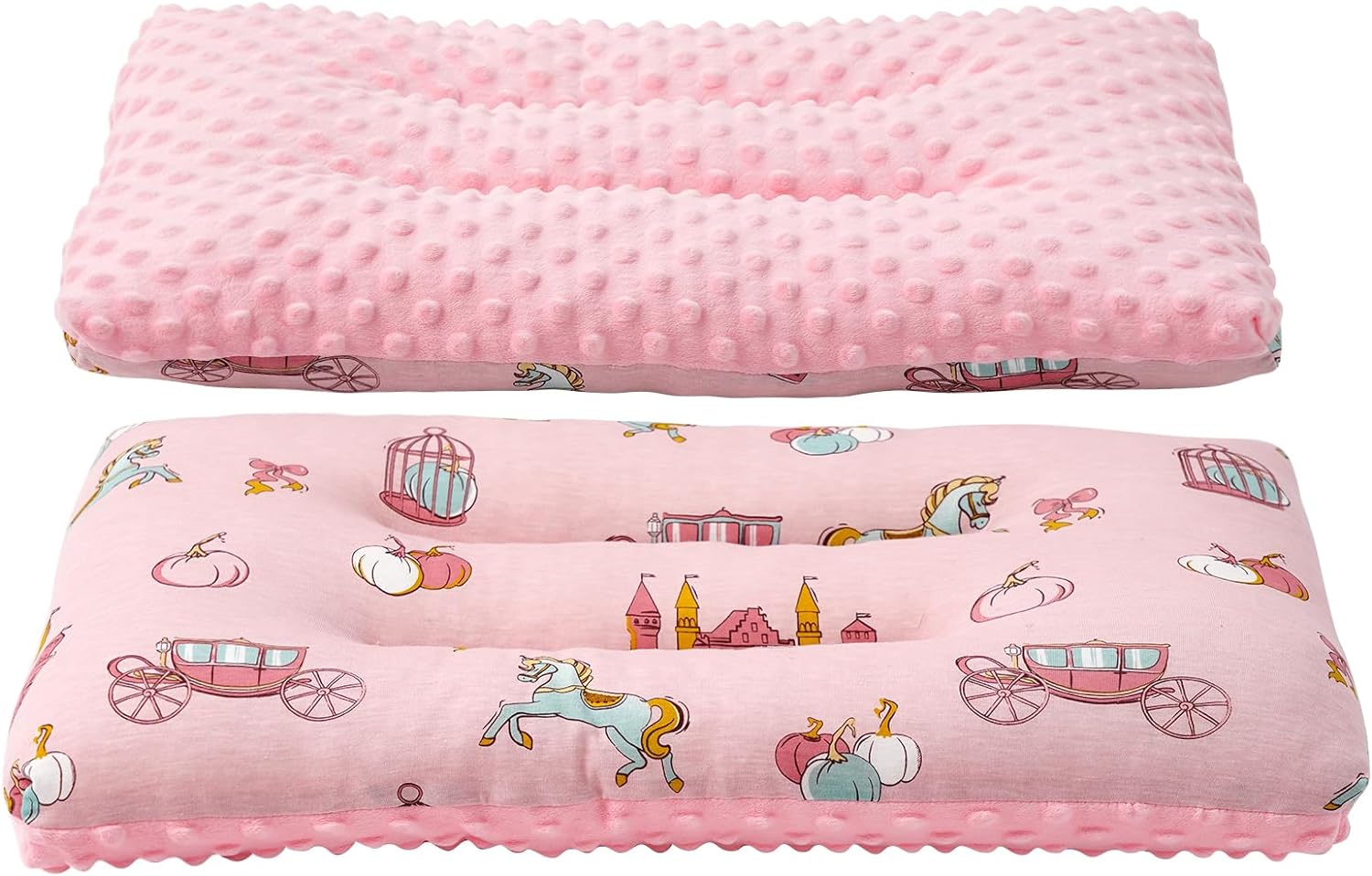 Reidio Almohada para niños pequeños de doble cara de algodón y tela de punto minky lavable a máquina para niños pequeños rosa