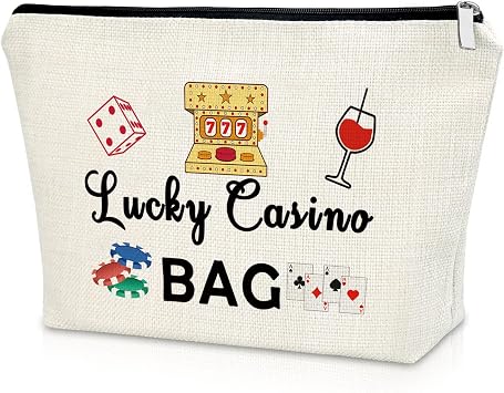 Sazuwu Lucky Casino Gifts Makeup Bag for Women Gambling Themed Gifts for Grandma Mom Birthday Mothers Day Retirement for Casino Lovers