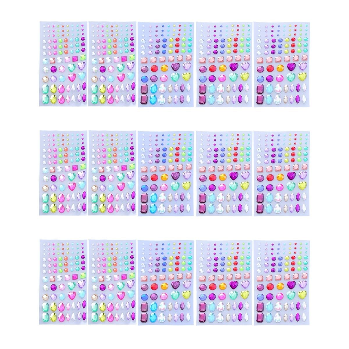LALAFINA 15blätter Acryl Strass Aufkleber Selbstklebende Schmucksteine Für Handwerk Bastelprojekte Gesichts Und Handy-Dekoration Mixed Colors Hochglänzend Und Vielseitig