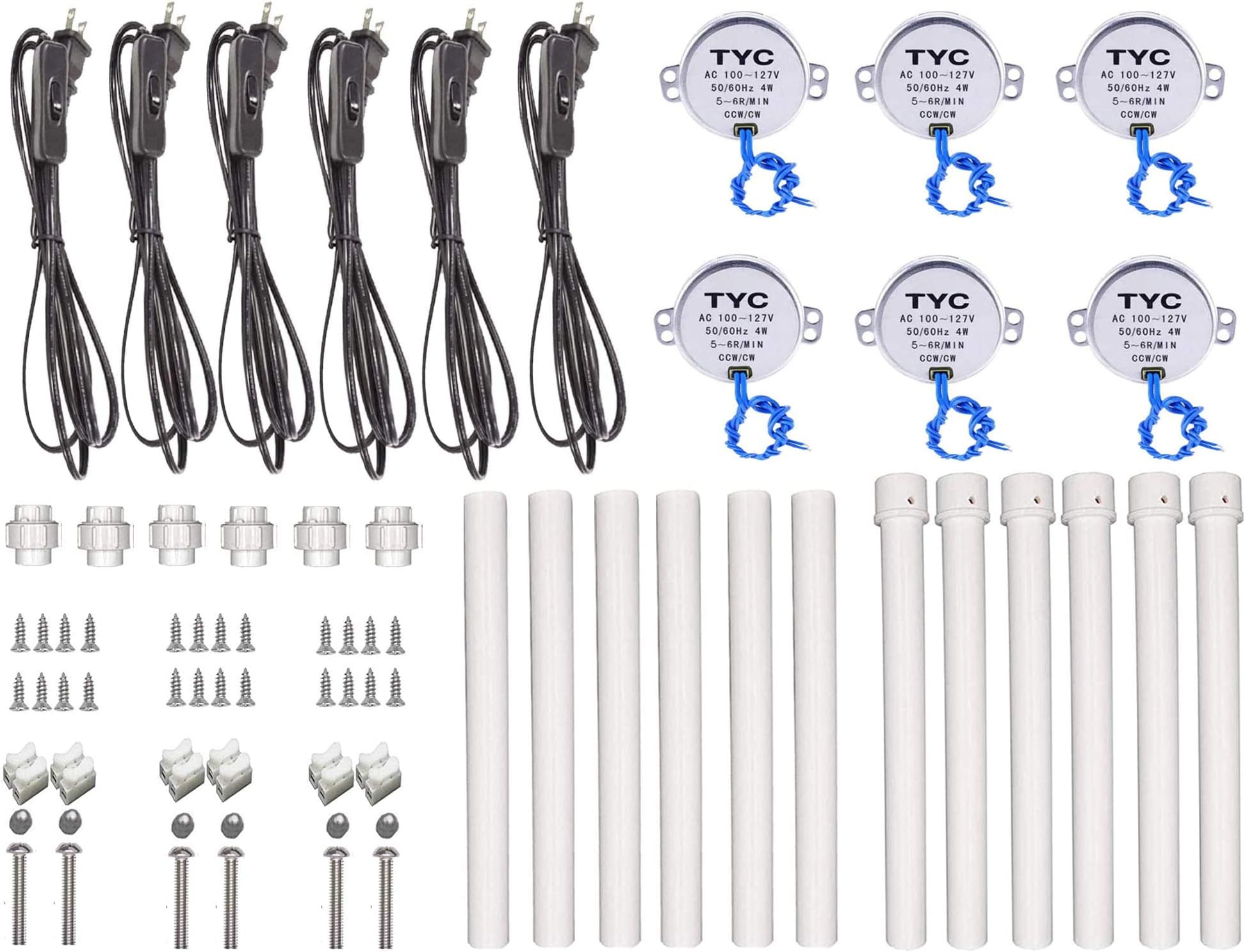Full Range Cup Turner Kits Synchronous Synchron Turntable Motor Cuptisserie,Tumbler Cup Rotator 7mm/30mm Flexible Coupling Connector with DN25 pipe cap,6ft switch cord,50/60Hz AC100~127V 4W (2 Pack)