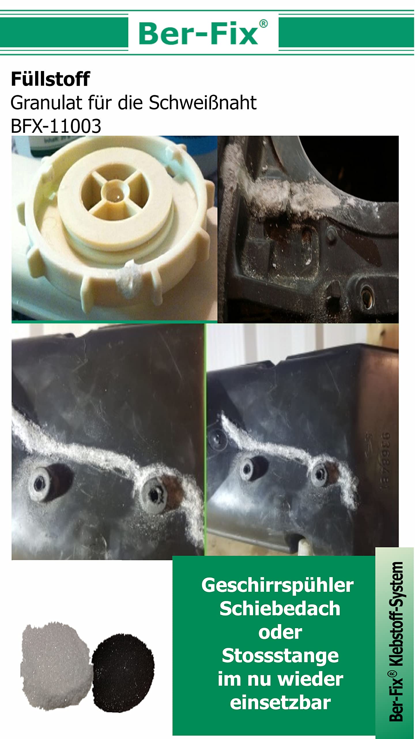 Ber-Fix® 10 x 60 g granulado – blanco para pegamento industrial y pegamento instantáneo para la costura de soldadura.