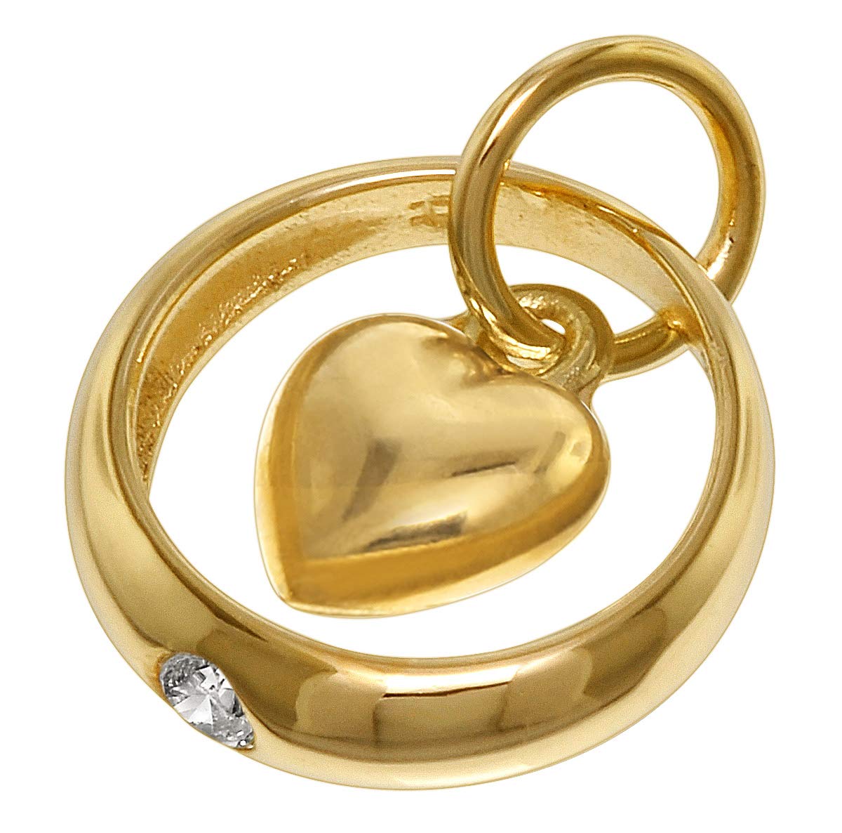 trendor Taufring mit Zirkonia und Herzchen Gold 585 / 14K 75431