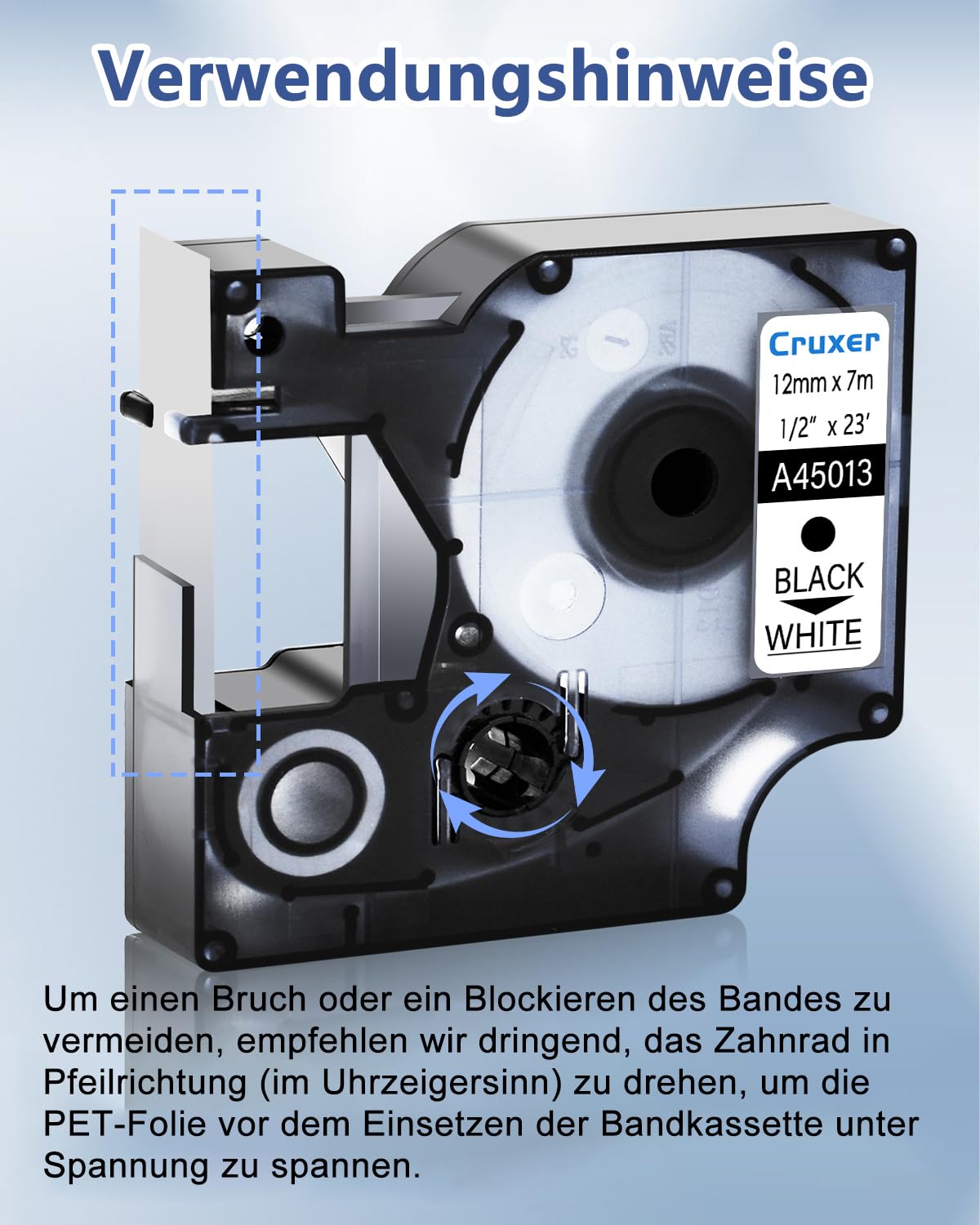Cruxer 80er-Pack Ersatz für Dymo D1 40913 S0720680 9 mm Schwarz auf Weiß