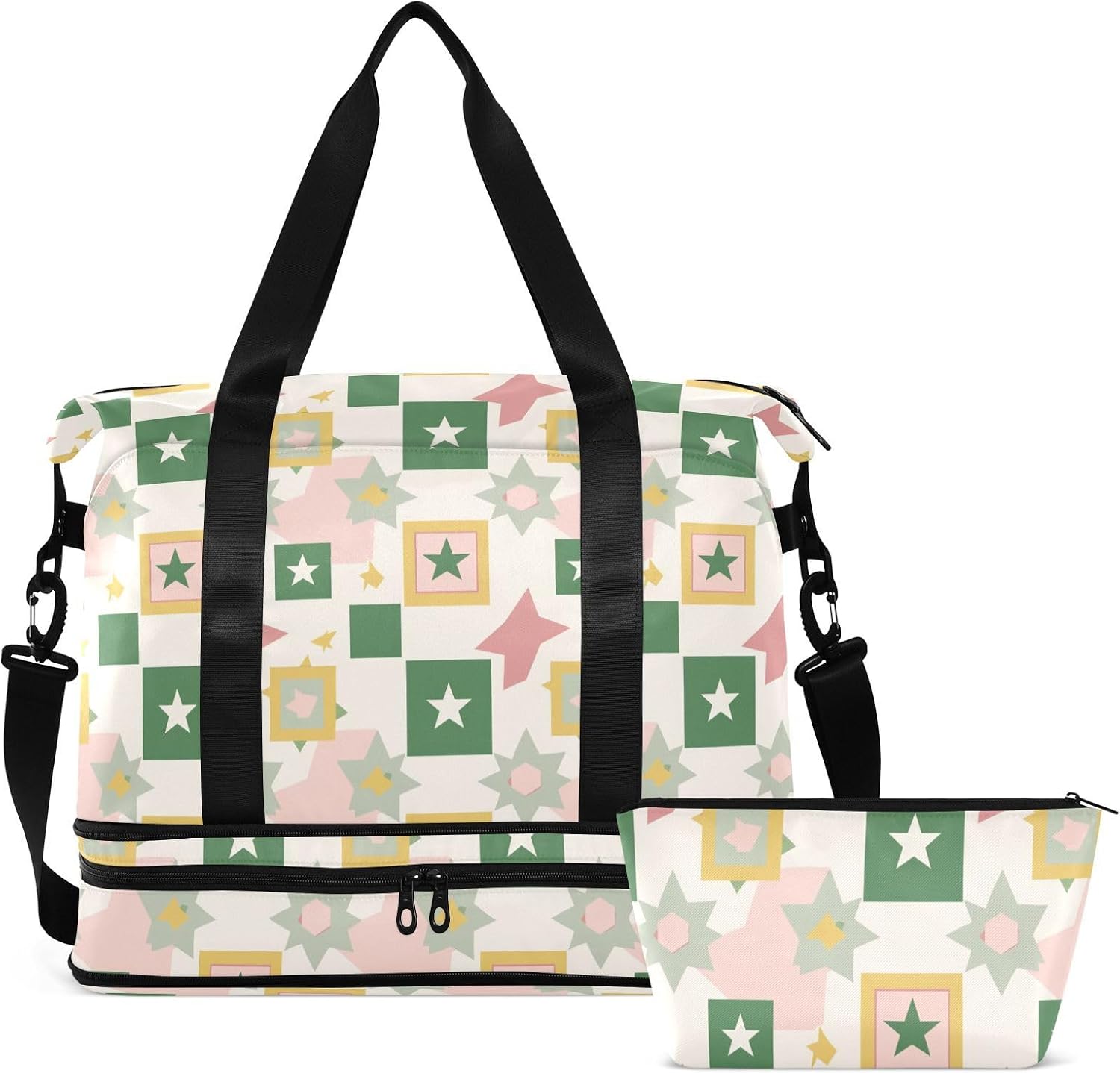 abstract Overnight Travel Duffel Bags Overnight Carry On Tote and Luggage Sport Training Bag with Toiletry Bag for Gym Waterproof