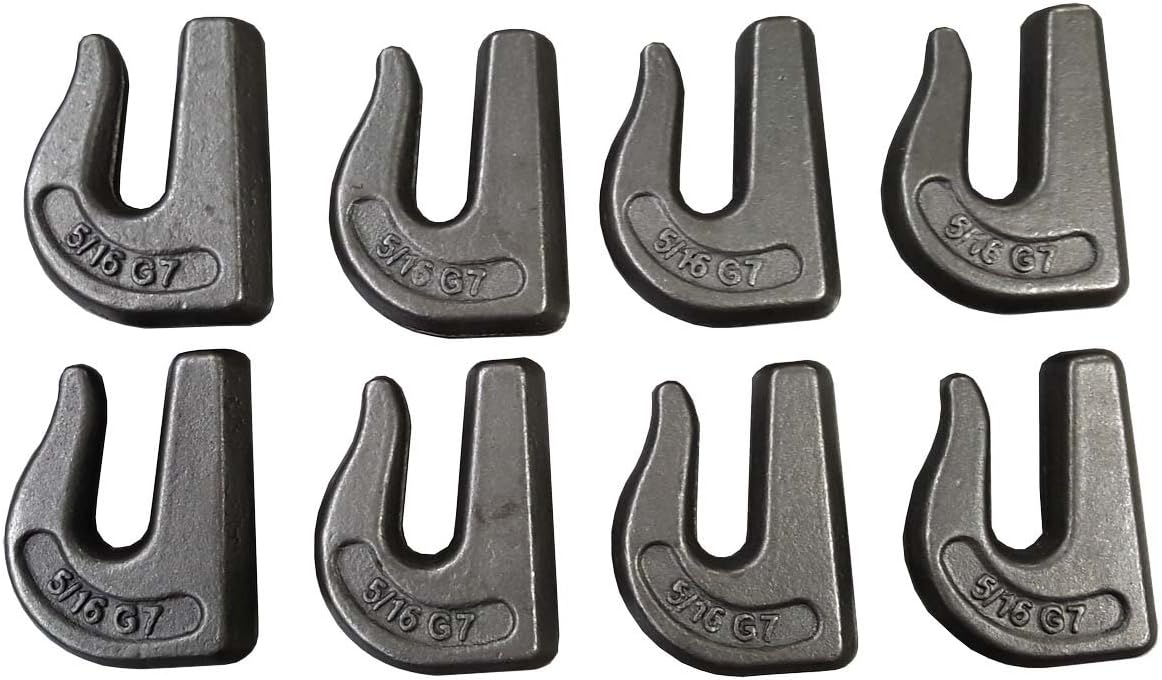(8) Weld ON Grab Chain Hooks 5/16" G70 WLL 4,700 Bucket Trailer Rigging 0900103-8
