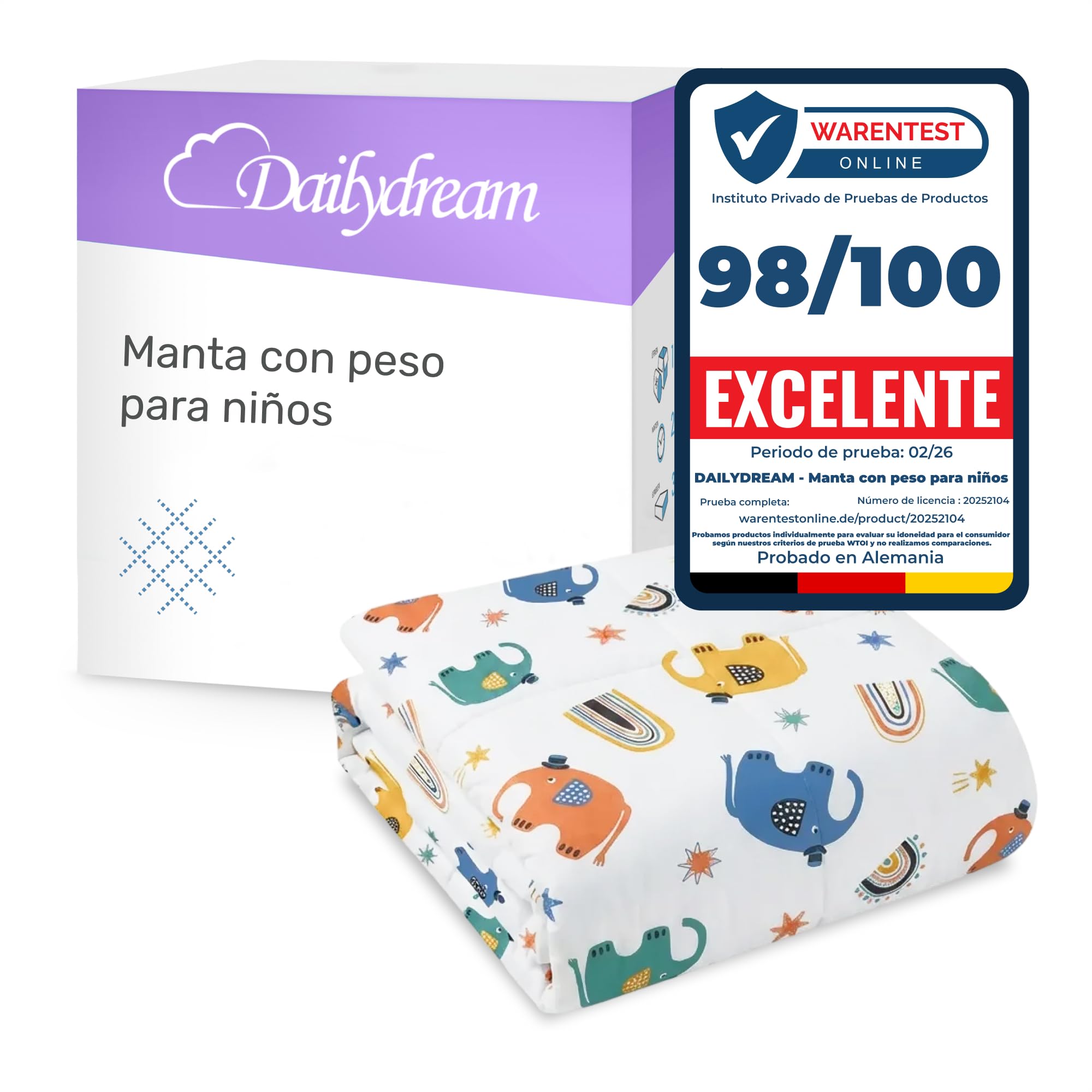 Dailydream Manta Pesada para niños, 90 x 120 cm, 2,5 kg, diseño de Espacio, de algodón 100%, Relleno de Perlas de Cristal, Manta terapéutica para Peso Corporal 20-35 kg