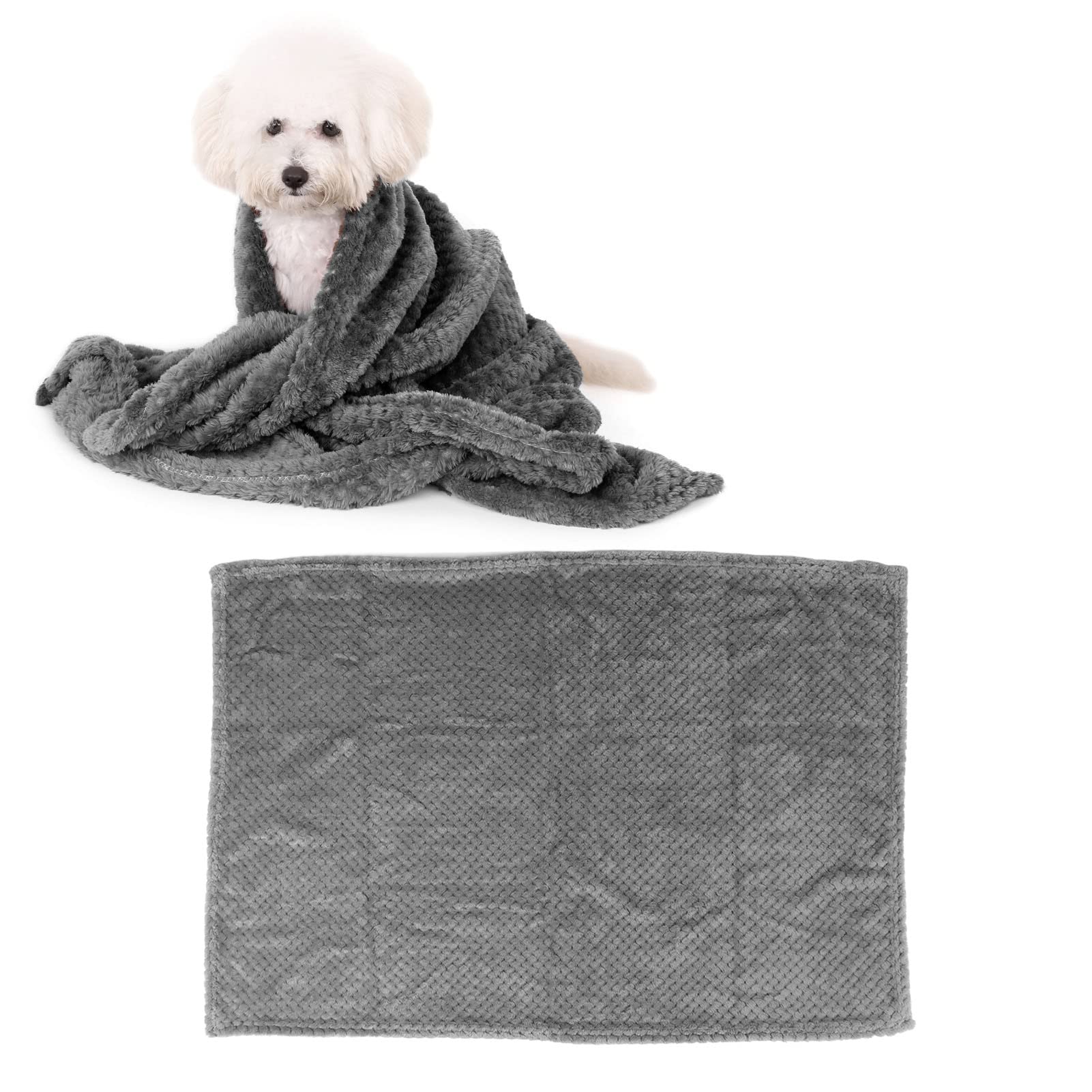 Couverture polaire douce et chaude lavable en machine pour chien et chat, légère et portable - Couverture matelassée pour petits animaux de compagnie, canapé, voiture, voyage (gris)
