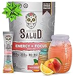 Salud 2-in-1 Energy Drink Powder + Focus, Peach Lemonade, Organic Caffeine, B6 + B12, Theanine, Clean Energy Drink Packets, Agua Fresca Mix, Non-GMO, Gluten Free, Vegan, 1g of Sugar, (15 Servings)