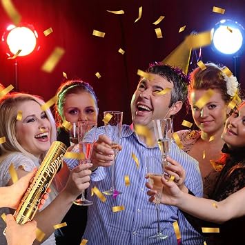 4Pcs Gold Confetti Cannons, Large Confetti Cannons, Biodegradable Confetti Cannons, 30cm Party Poppers, Wedding Confetti Cannons, Party Poppers for Celebrations, Birthday, Wedding