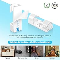 Vista 2 de XHF 50 piezas de clips de cable autoadhesivos medianos blancos, clips de cable para gestión de cables y organizador de cables para debajo