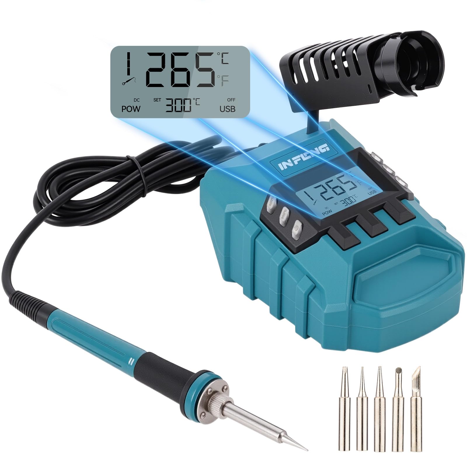 Cordless Soldering Iron for Makita 18V Battery Fast Heating,LCD Digital Display, Adjustable Temperature, Temperature Memory, USB + Type-C,Solder Iron kit for DIY,Appliance Repair