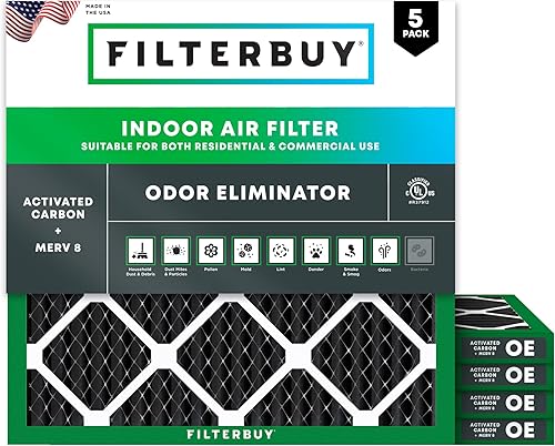 Filterbuy Filtro de aire MERV 8 de 18 x 18 x 1 pulgadas (paquete de 5), filtros de aire plisados para calefacción, calefacción, aire acondicionado y