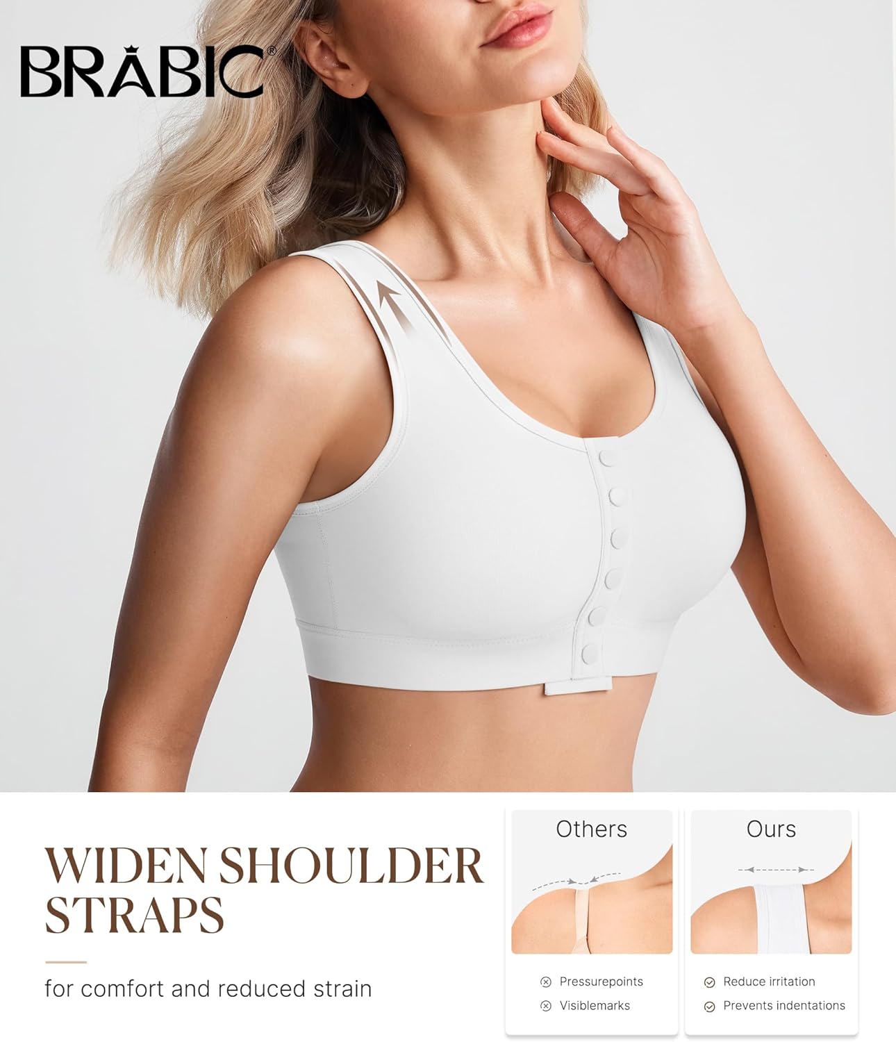 BRABIC Front Closure Post Surgery Compression Bras for Women Mastectomy Full Coverage Wireless Bra Back Smoothing - Image 2