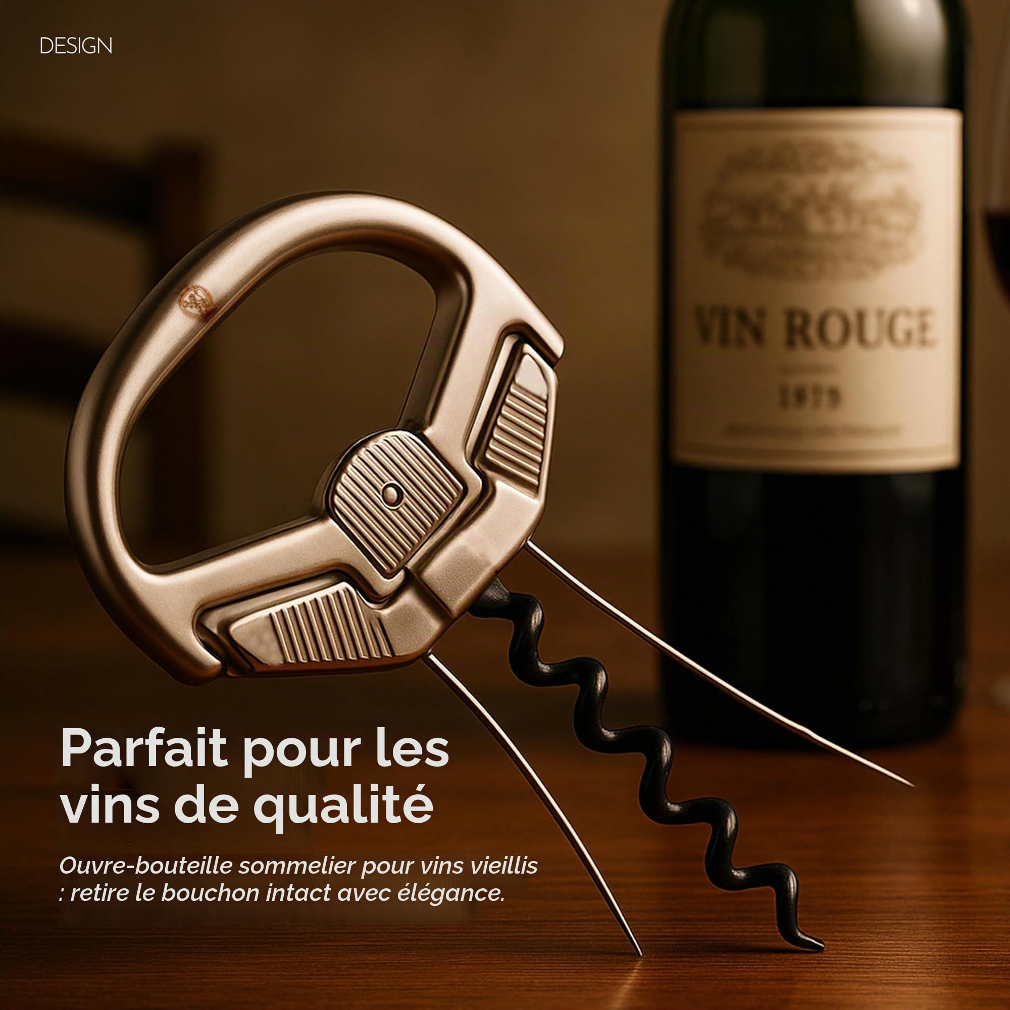 Tire-bouchon Sommelier de Précision : Double Lame pour Vins Vieillis, Lames de Tire-Bouchon et Spirale, Ouvre-Bouteille de Haute Qualité pour les Amateurs de Vin, Utilisation Polyvalente