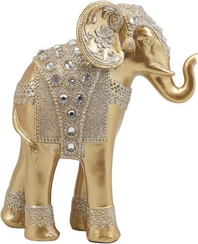 Miniatura 3 de Ebros Feng Shui - Figura decorativa de oro real con cristales, tronco arriba, estatua de elefante de 8.75 pulgadas de alto, Vastu 3D, zen, símbolo