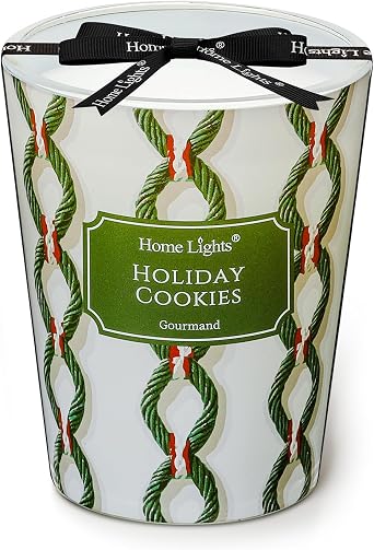 HomeLights 1-Wick Candles for Home Scented - 6.7oz Soy Wax Blend Candle Long-Lasting Fragrance, Rustic Modern Home Decor and Housewarming Gifts, Holiday Cookies