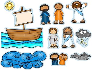 Jesus Calms The Storm Felt Figures for Bible Flannel Board Stories Miracles New Testament (Medium)