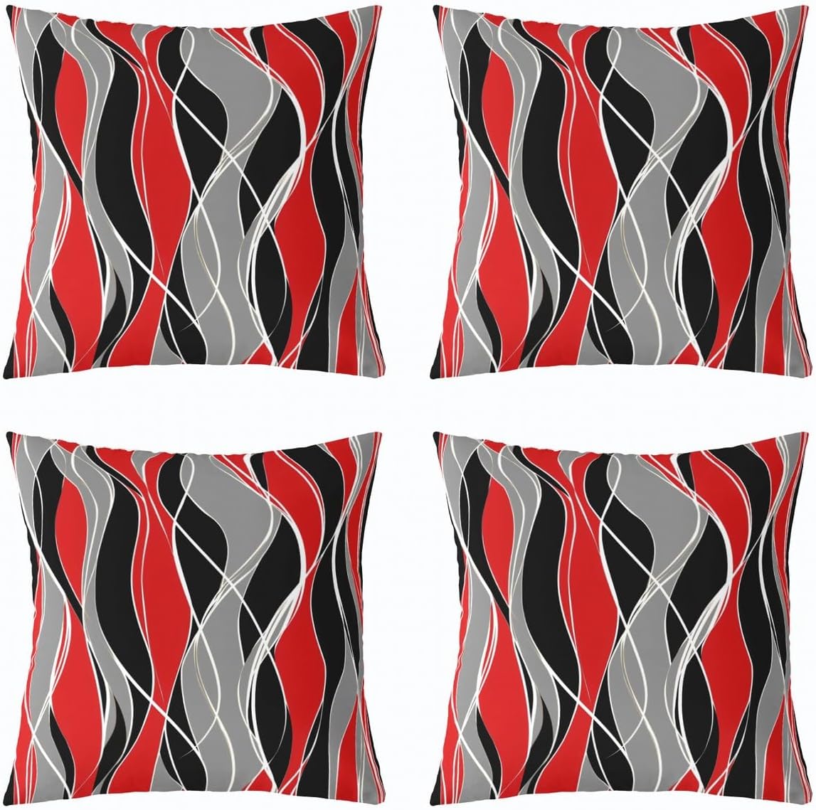 Ombre Striped Throw Pillow Covers 18x18 Set of 4, Purple Black Geometric Pillow Covers for Bed Sofa, Gradient Stripes Lines Cushion Covers, Modern Abstract Curve Stripe Decorative Pillow Covers