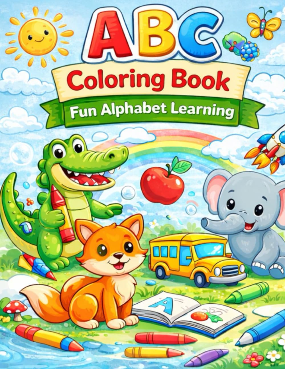 ABC Coloring Book for Kids: Fun Alphabet Learning with Animals, Fruits & Everyday Objects