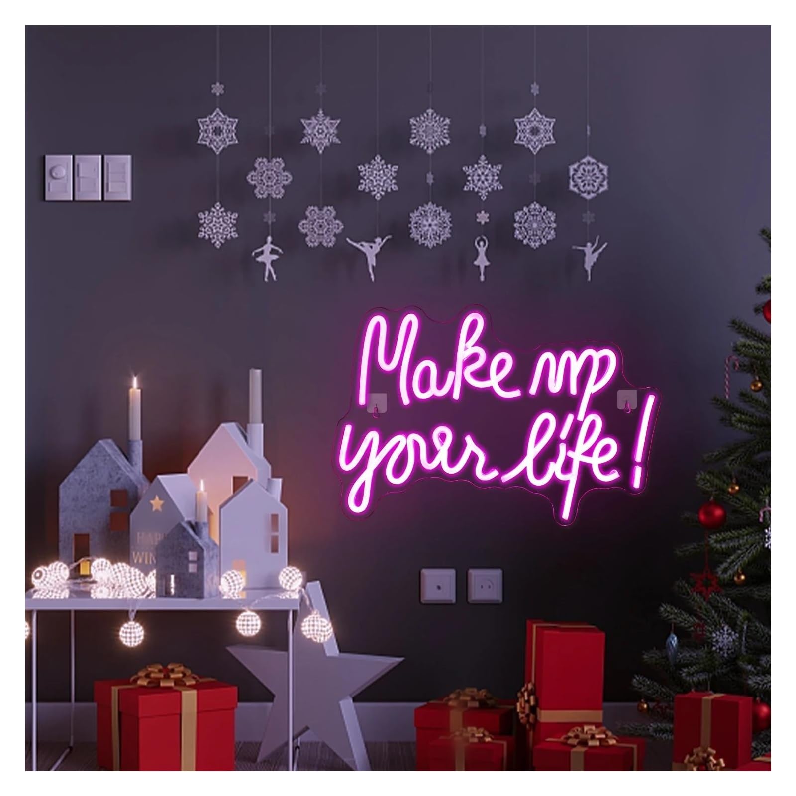 Insegna al Neon Make Up Your Life Insegna Al Neon Personalizzata Luci A Bar Sala Giochi Casa Studio Ristorante Decorazione Murale 42cmх28cm